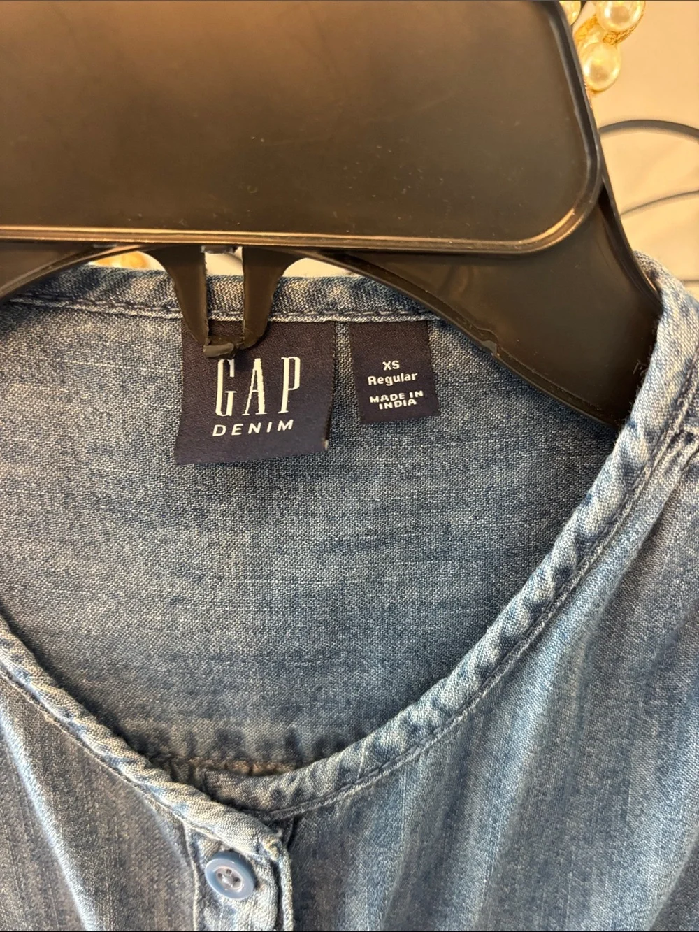 GAP Girls Blue Chambray Button-Front Jumpsuit